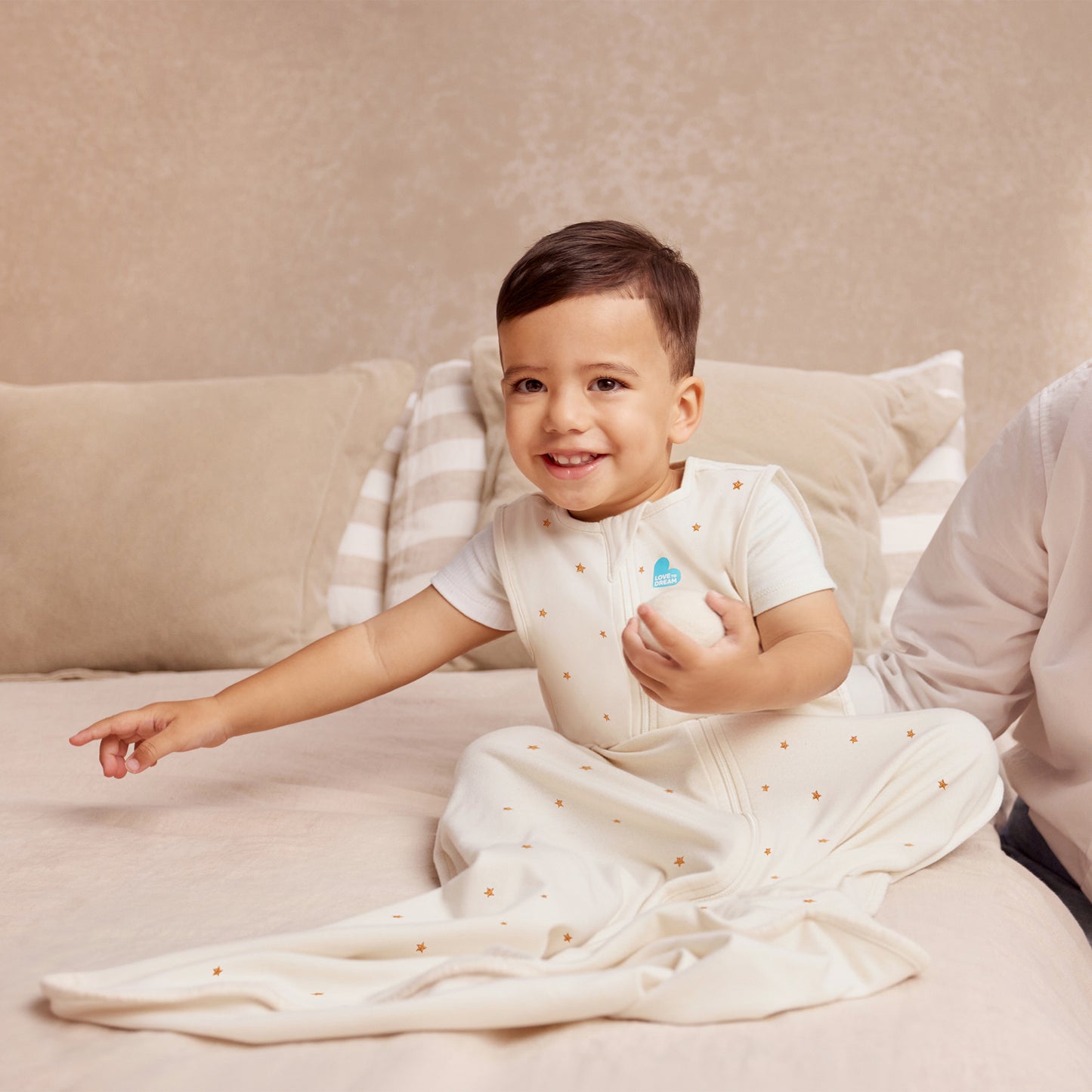 Sleep Bag Quilted Stretch Cotton 1.5 TOG  Twinkles Oatmeal