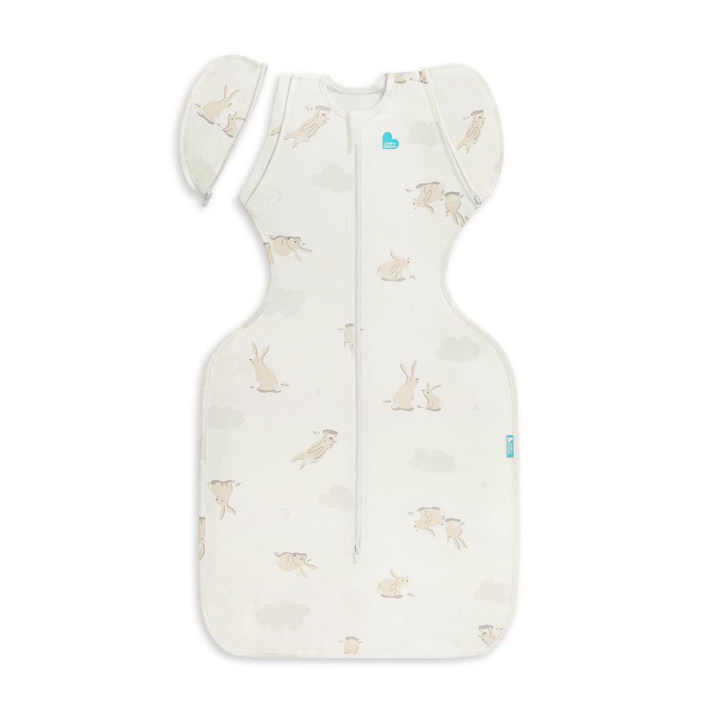 Swaddle Up™ Transition Bag 1.0 TOG Stretch Cotton Cloud Bunnies White M