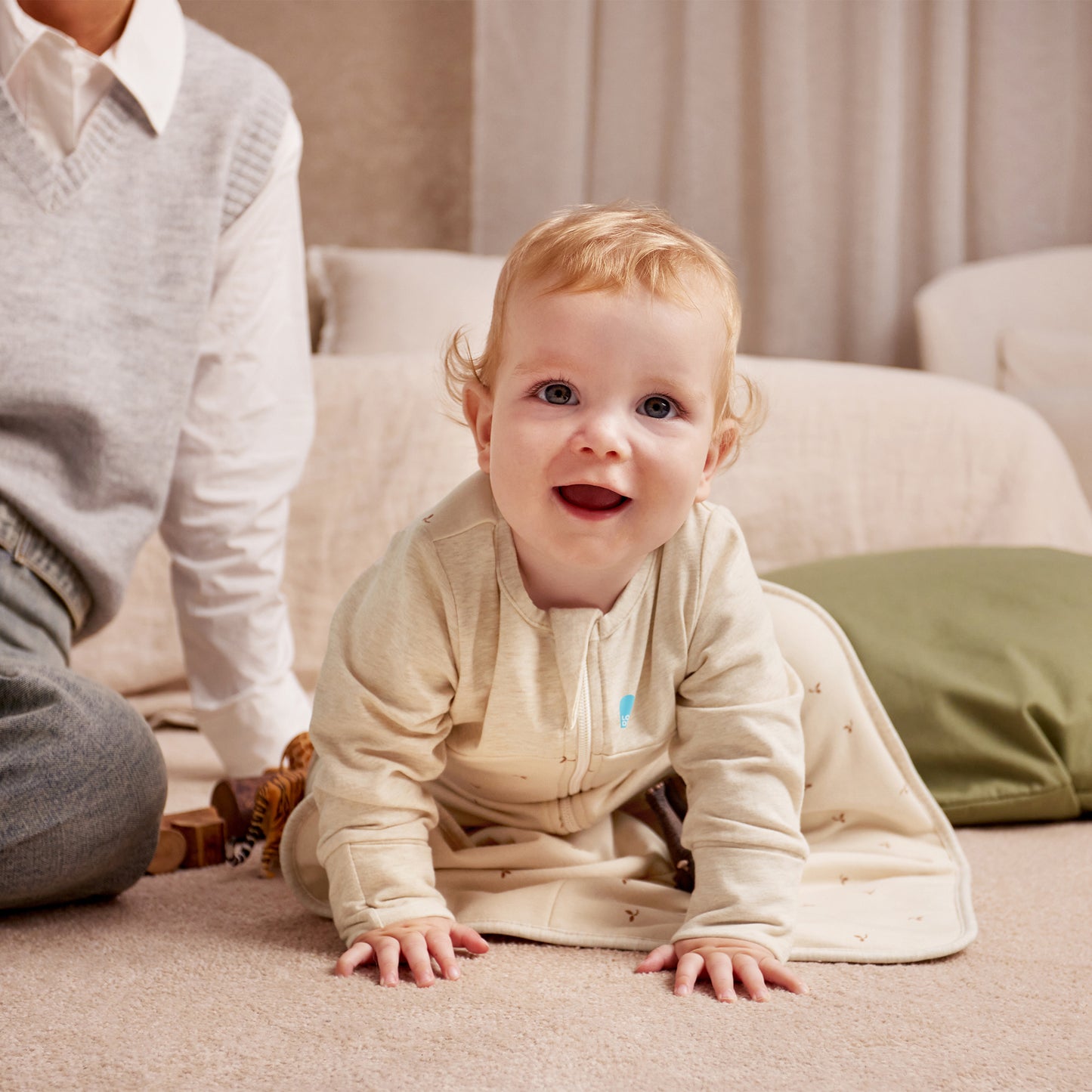 Sleep Bag Long Sleeve 1.5 TOG Cotton Oatmeal Twigs