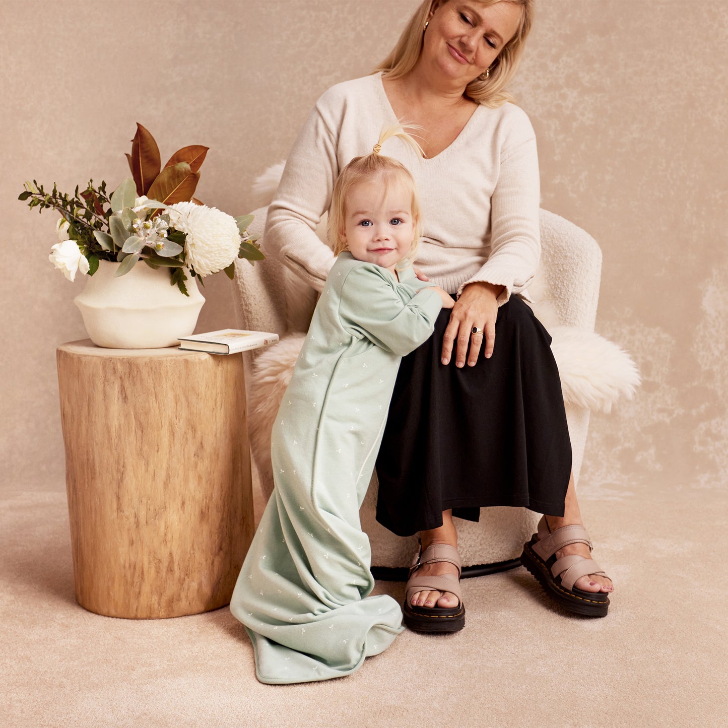 Sleep Bag Long Sleeve 1.5 TOG Cotton Olive Twigs