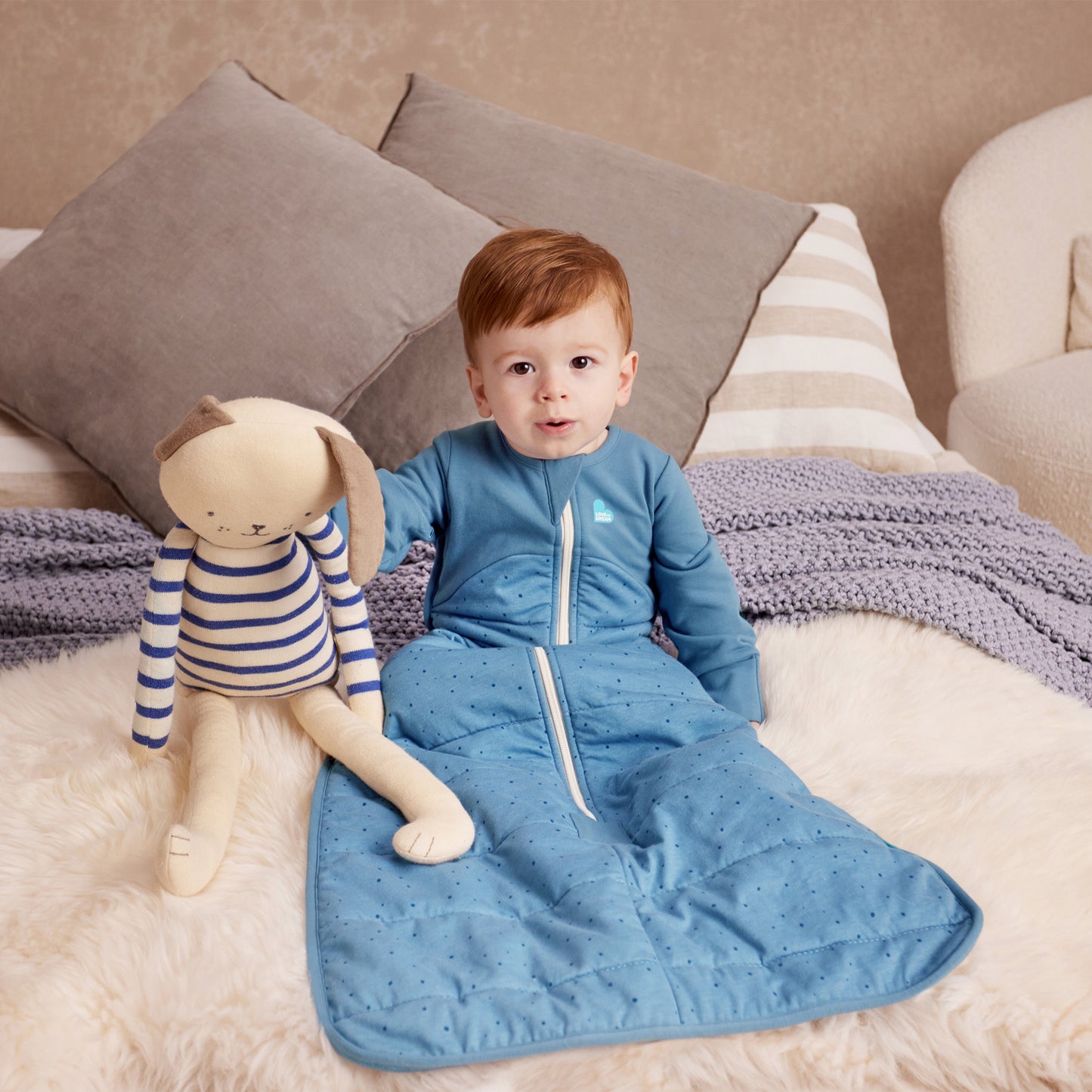 Sleep Bag Long Sleeve 2.5 TOG Cotton Storm Blue Pebbles